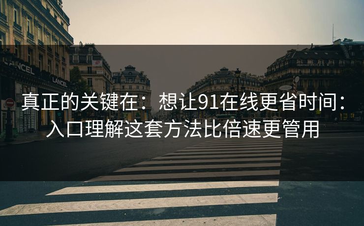 真正的关键在:想让91在线更省时间:入口理解这套方法比倍速更管用